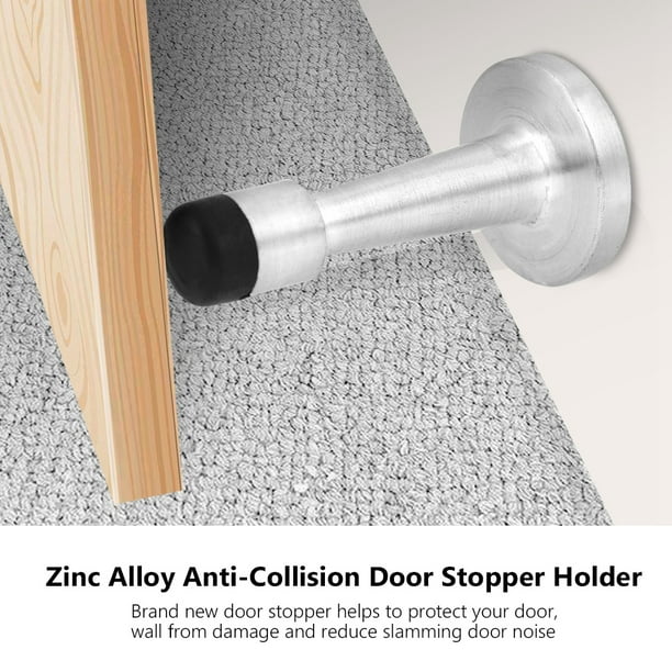 Brushed Rubber Anti-Collision Door Stopper Holder Home Hotel Office Accessory Tmtop Zinc Alloy Brushed Rubber Anti-Collision Door Stopper Holder Home Hotel Office Accessory Tmtop Zinc Alloy